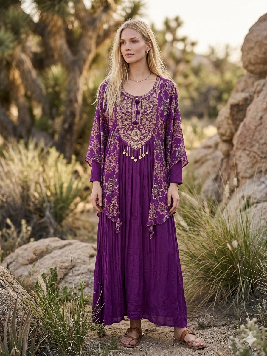 The Purple Bandhani Cape Anarkali Set