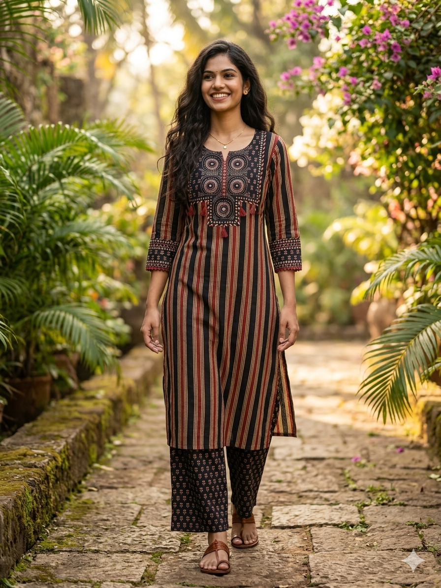 Rustic Charm Striped Suit Set