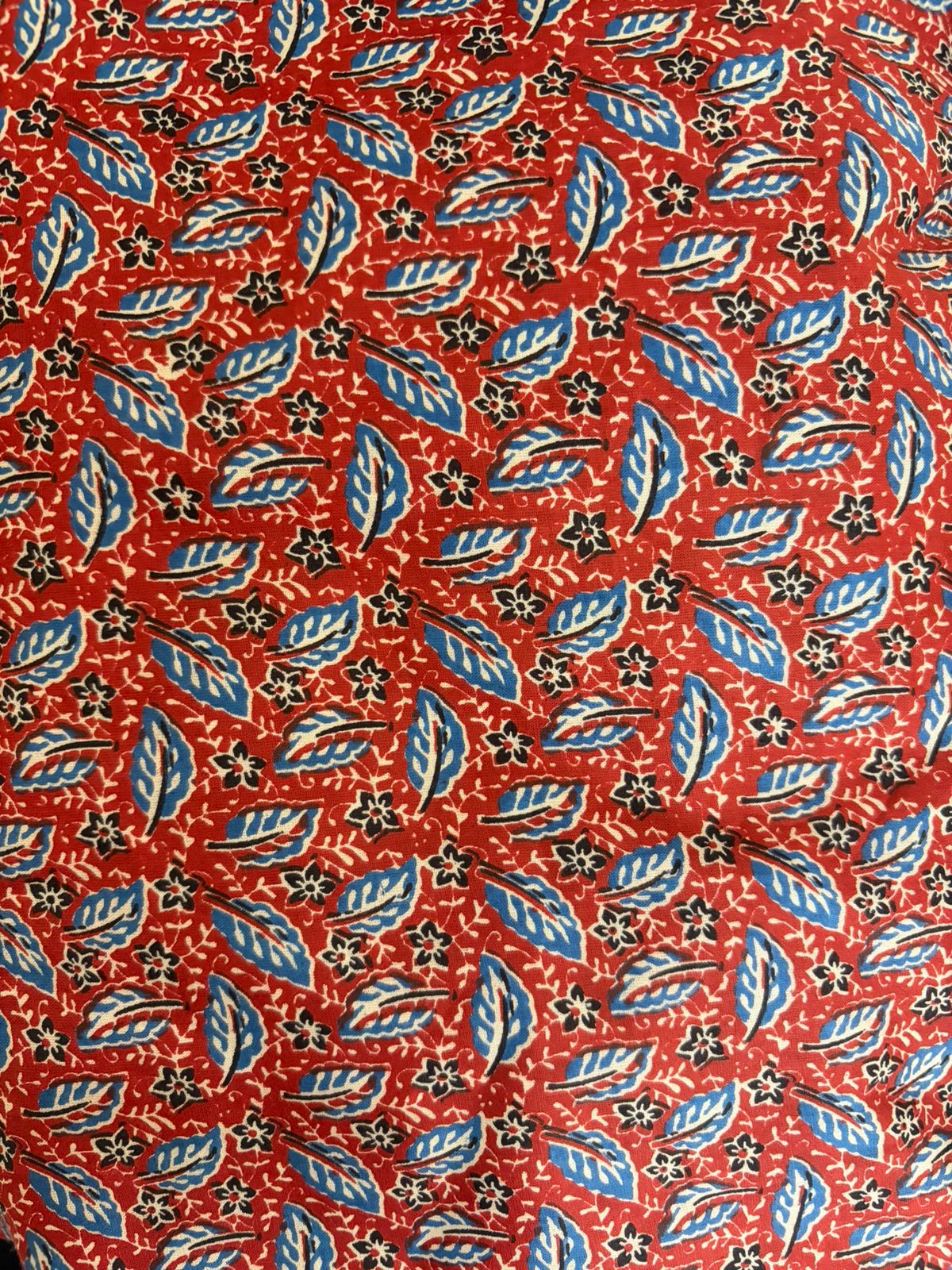 Rust Heritage Leaf Printed Cotton Fabric