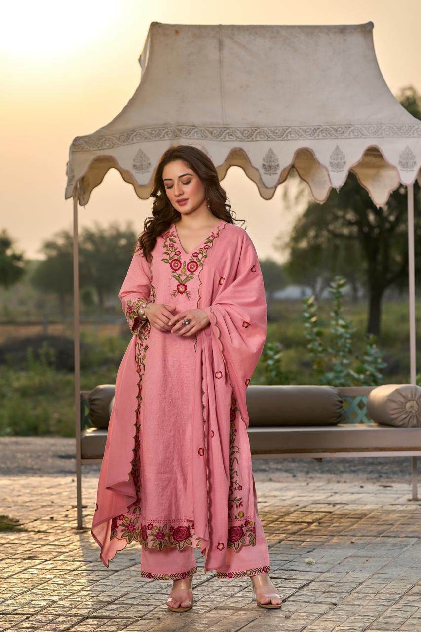 Inayat Rose Pink Embroidered Suit Set