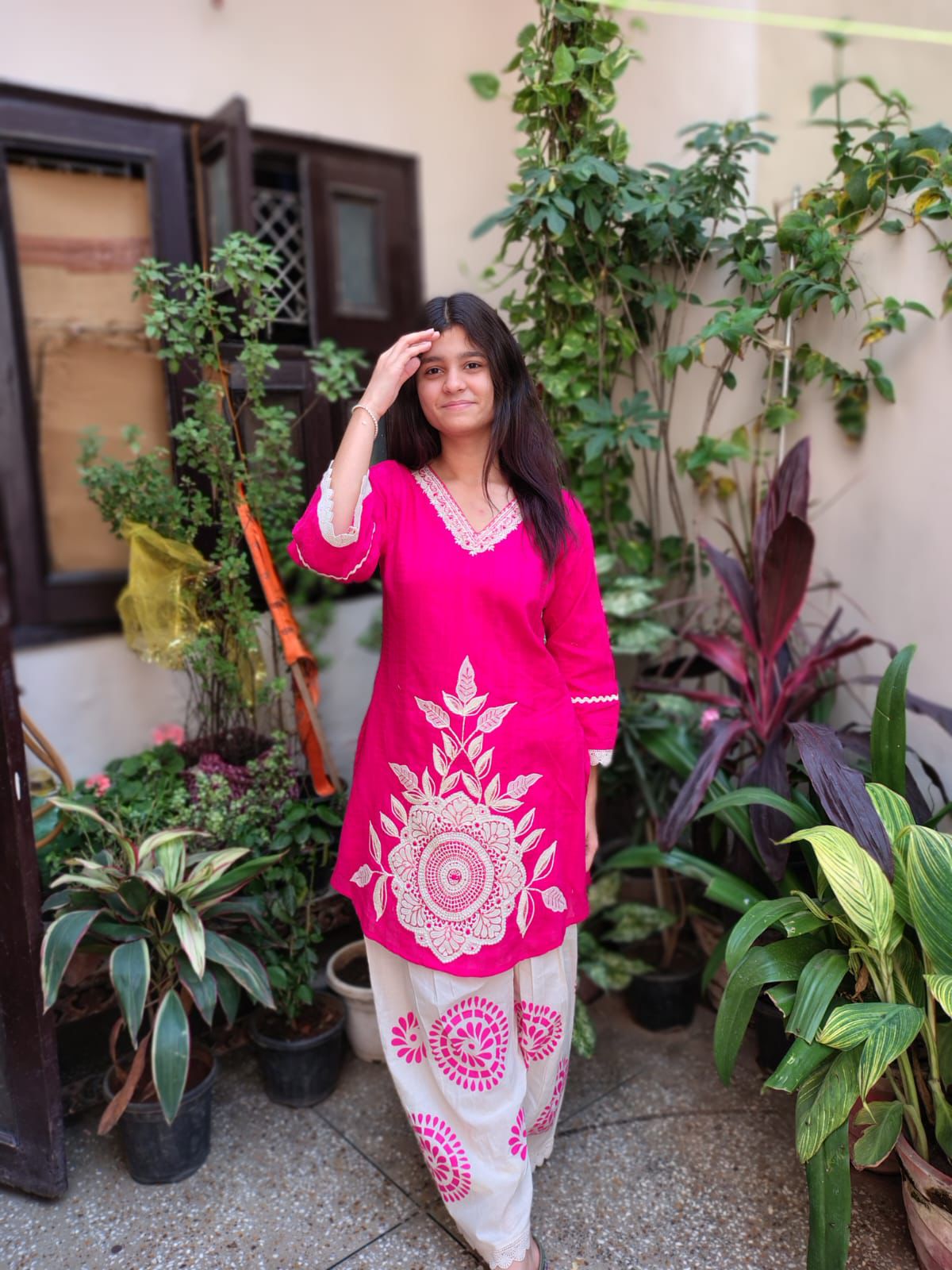 Trisha Fuchsia & Ivory Floral Co-ord Set