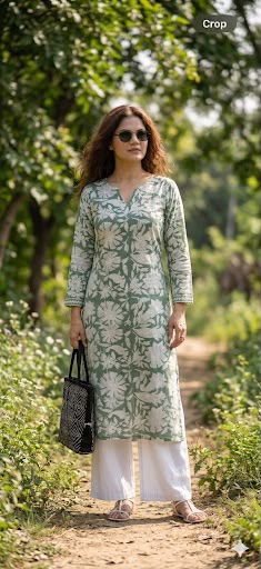 Sage Bloom Handblock Cotton Fabric