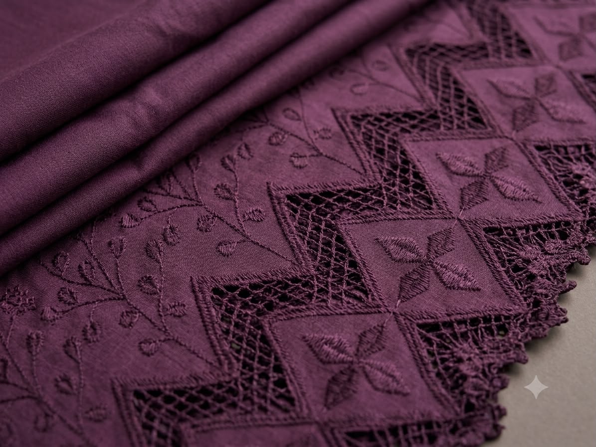 Royal Mulberry Embroidered Cotton Suit Set