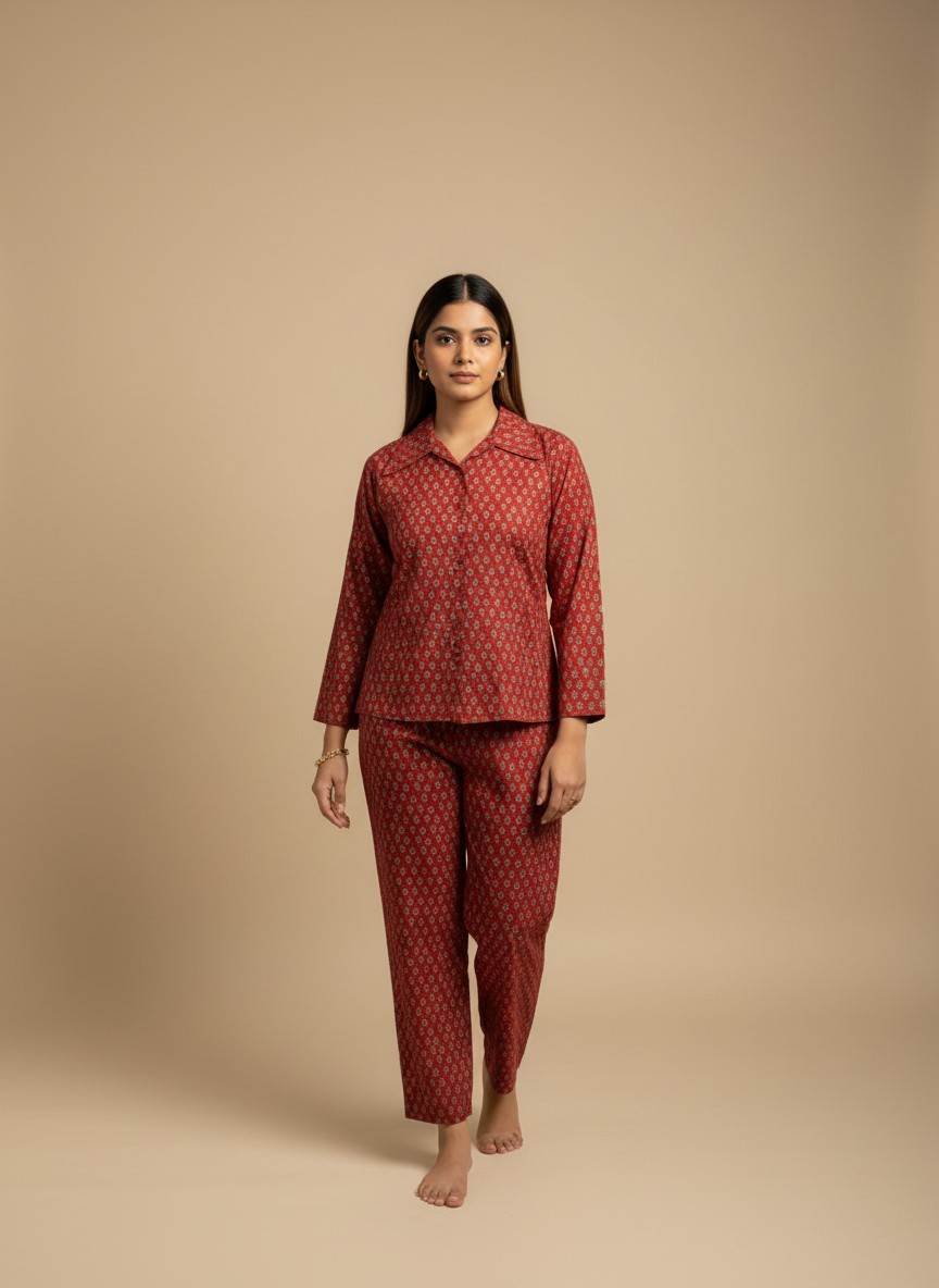 Rust Blossom Cotton Co-ord Set