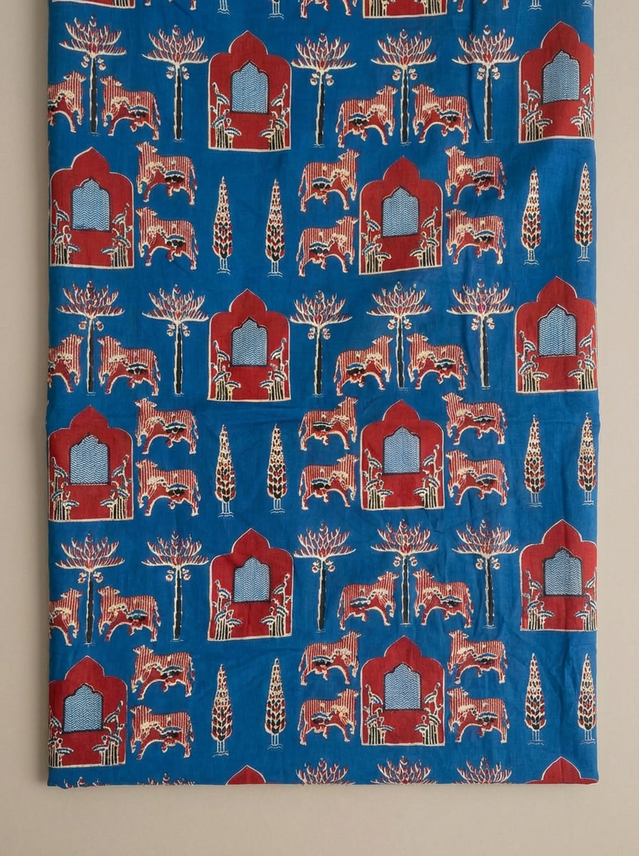 Rajdarbar Neel Handblock Fabric
