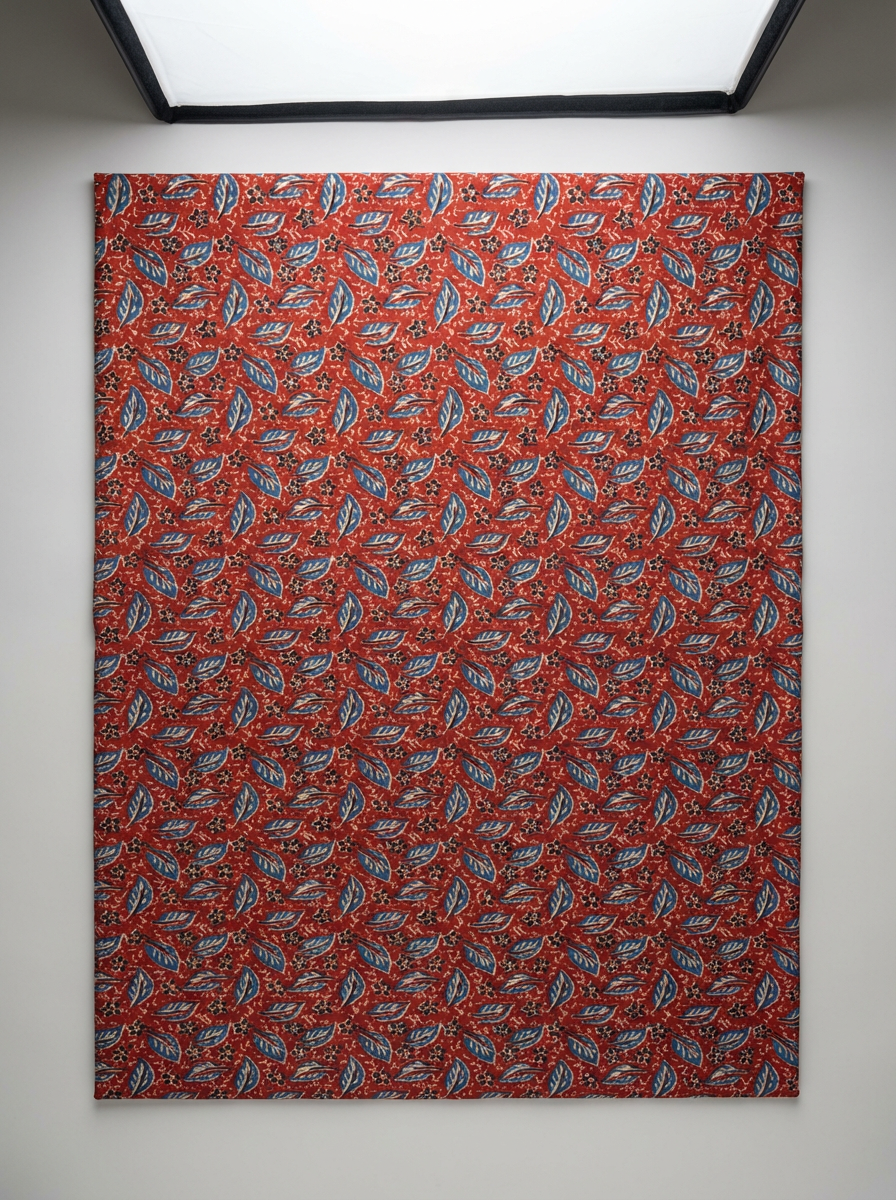 Rust Heritage Leaf Printed Cotton Fabric