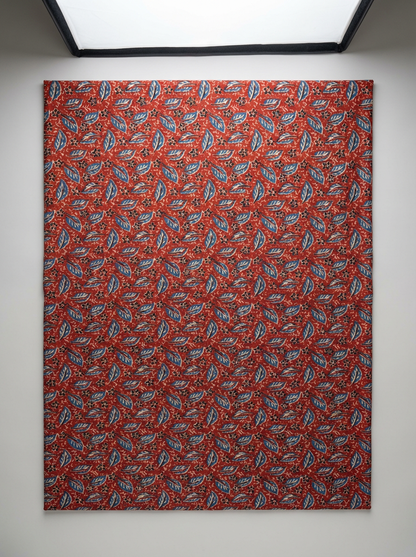 Rust Heritage Leaf Printed Cotton Fabric