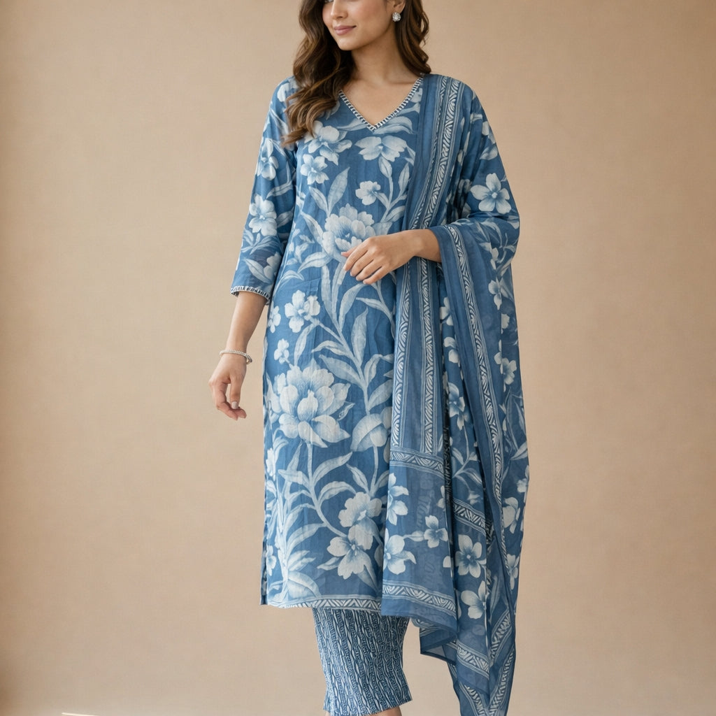 Neel Floral Cotton Suit Set