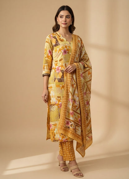 Haldi Garden Cotton Suit Set