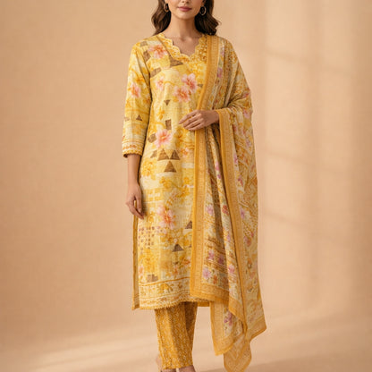 Haldi Garden Cotton Suit Set