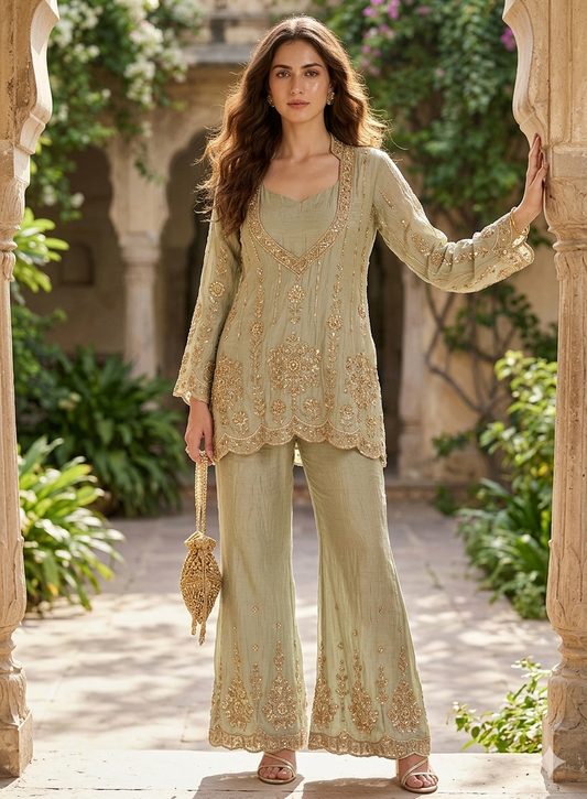 Charu Mint Green Sharara Set