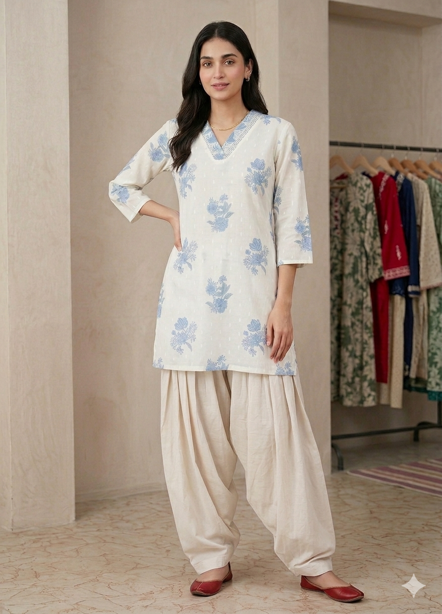 Ivory Bloom Dhoti Set 🌿✨