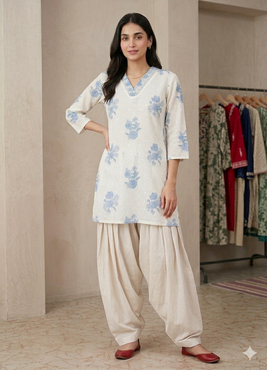 Ivory Bloom Dhoti Set 🌿✨