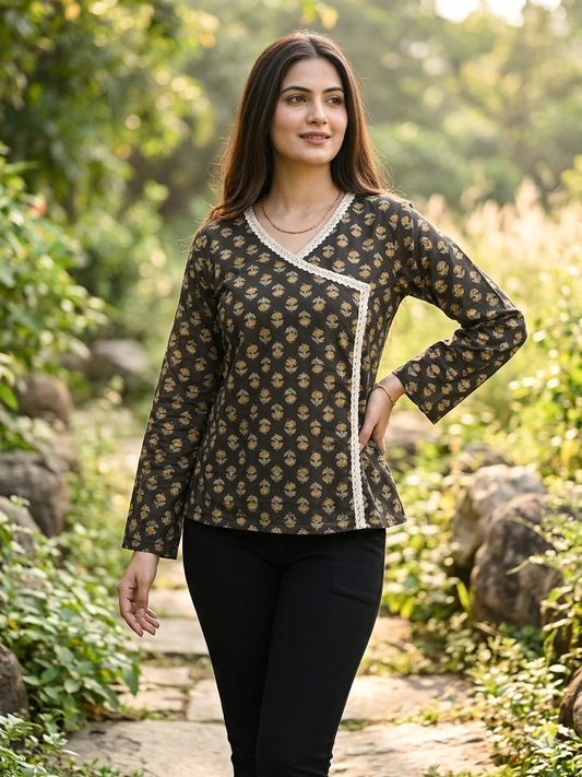 Mocha Lace Wrap Top ☕