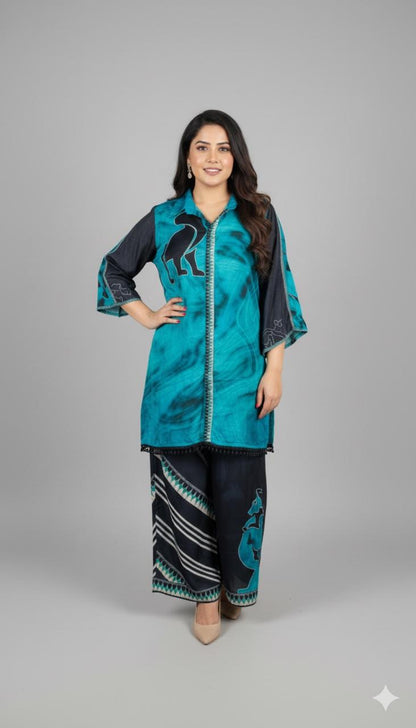 Teal Tribal Art Co-ord Set