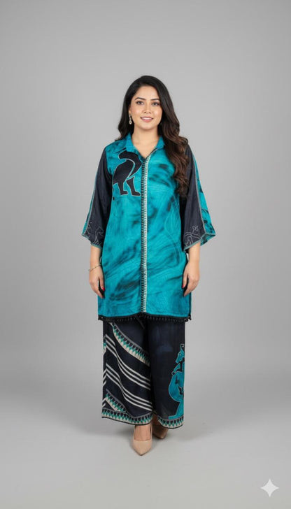 Teal Tribal Art Co-ord Set