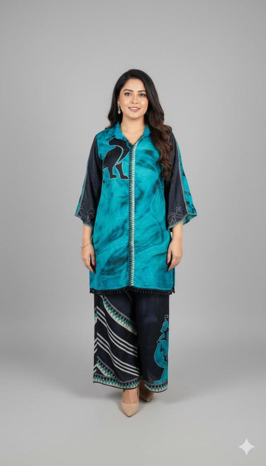 Teal Tribal Art Co-ord Set