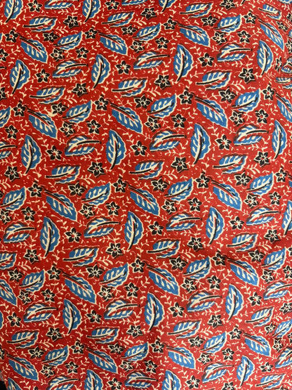 Rust Heritage Leaf Printed Cotton Fabric