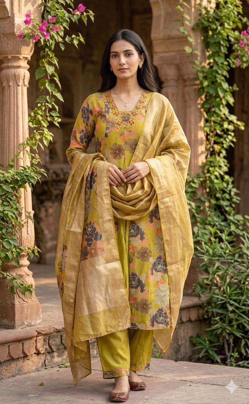 Amaltas Floral Slit Kurta Set