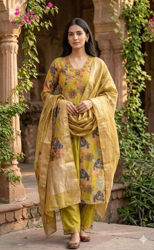 Amaltas Floral Slit Kurta Set