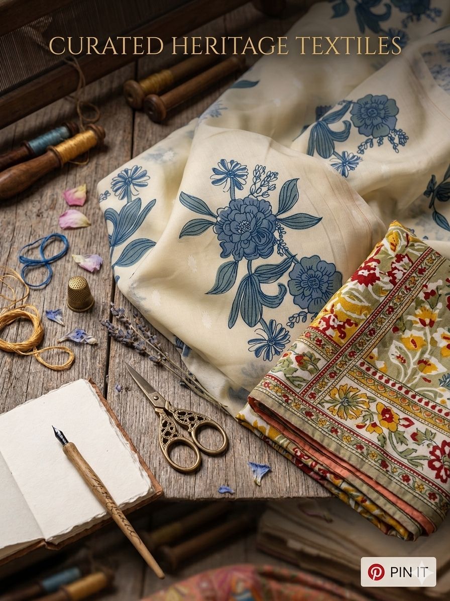 Indigo Floral & Ajrakh Ensemble