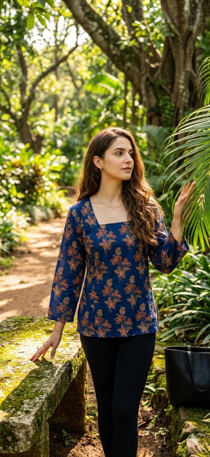 Indigo Bloom Sweetheart Kurti