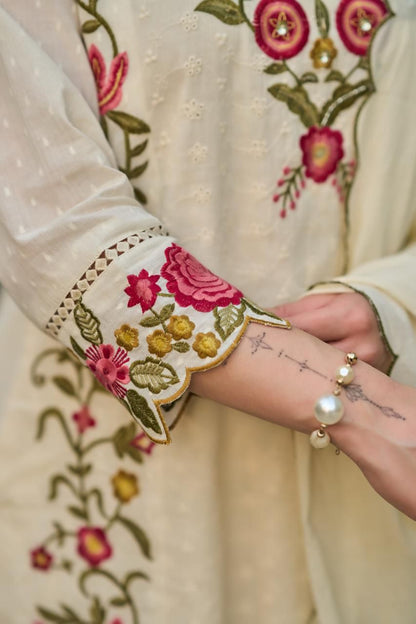Afreen Ivory & Rose Embroidered Suit Set