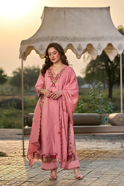 Inayat Rose Pink Embroidered Suit Set