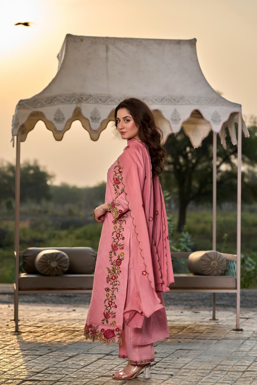 Inayat Rose Pink Embroidered Suit Set