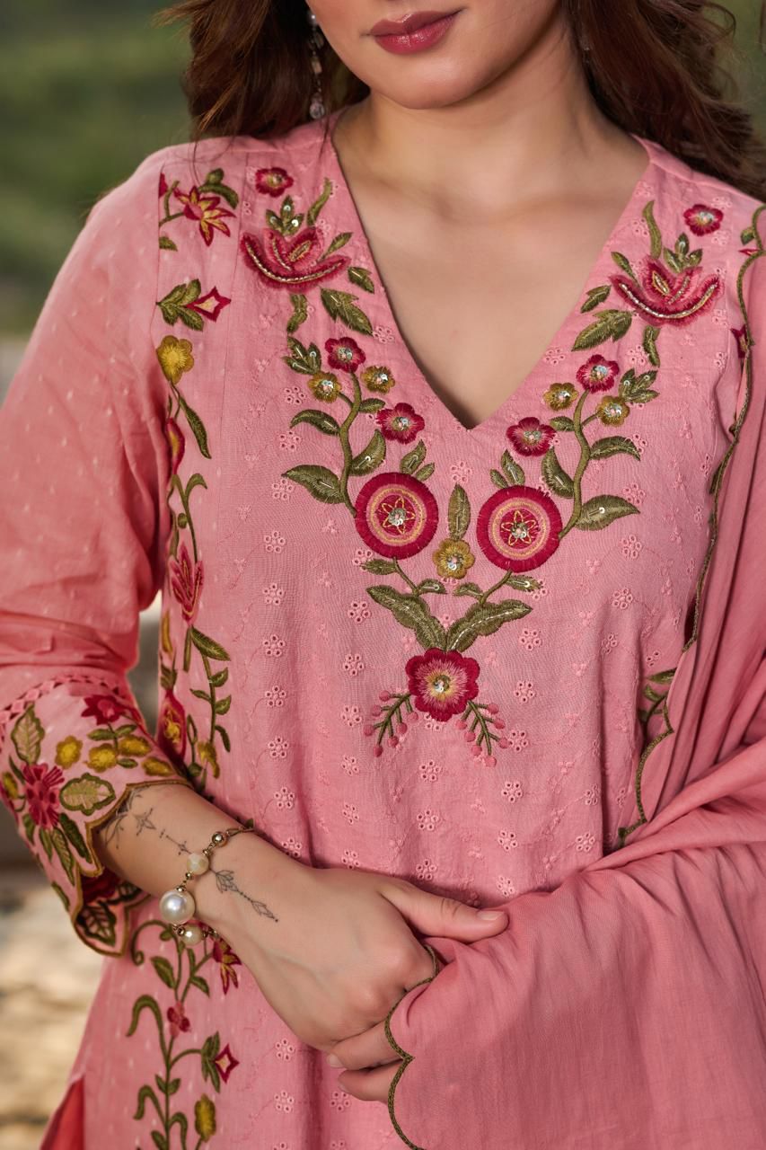 Inayat Rose Pink Embroidered Suit Set