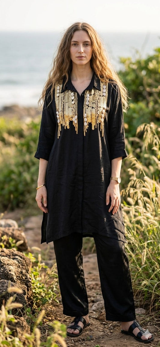 Kaya Onyx Sequin & Shell Co-ord Set