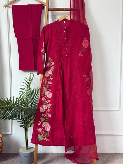 Gitanjali Pintuck & Floral Embroidered Suit Set