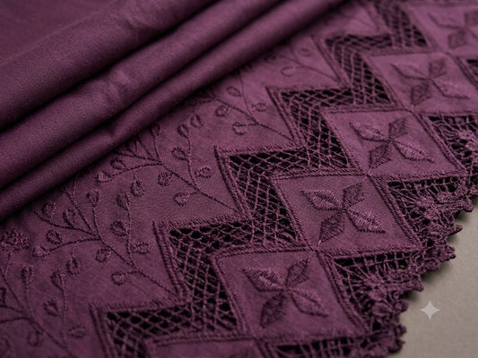 Royal Mulberry Embroidered Cotton Suit Set