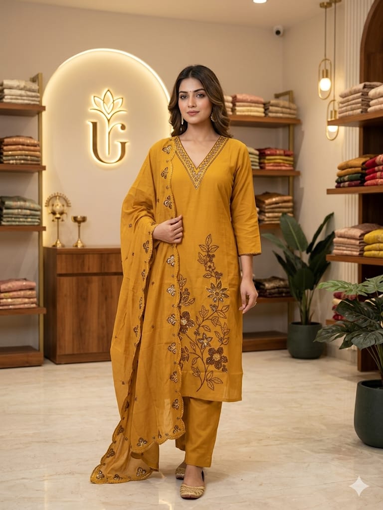 Sunlit Amber Floral Suit Set