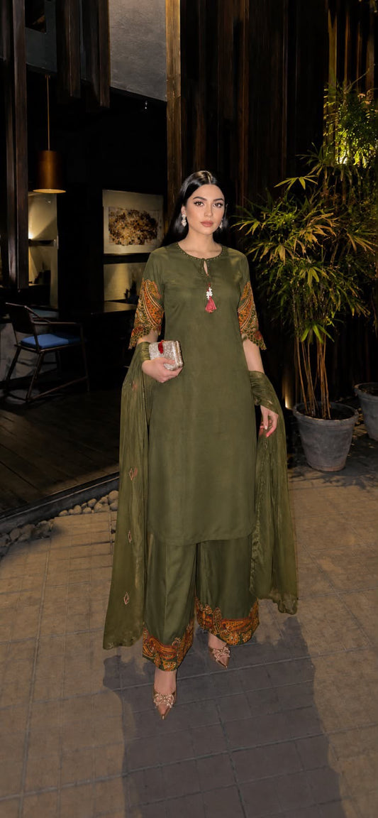 Olive Afsana Suit Set