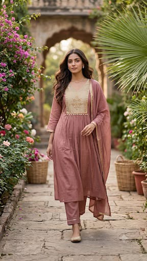 The Muted Bronze Anarkali Suit Set