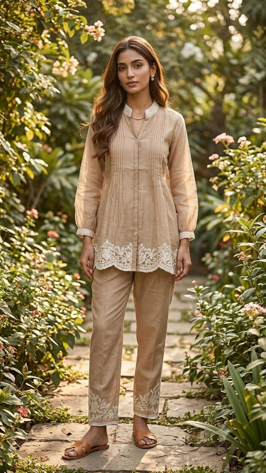 The Ivory Sand Pintuck Co-ord Set