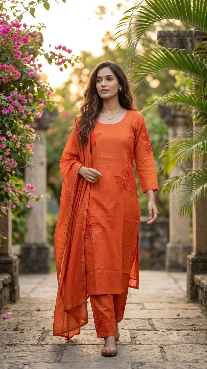 The Rust Amber Silk Suit Set