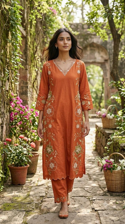 The Kesari Cutwork Suit Set