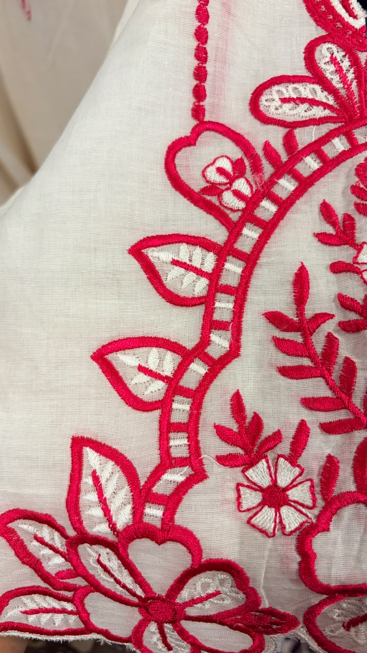 The Ivory & Crimson Chikankari Suit Set