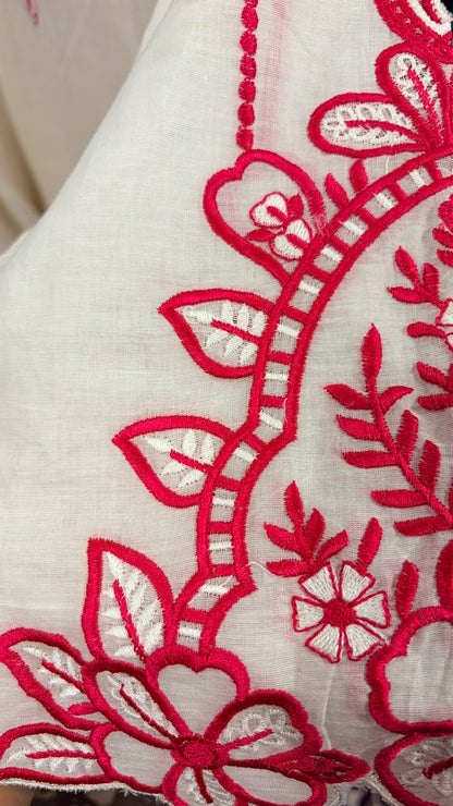 The Ivory & Crimson Chikankari Suit Set