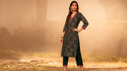 Nira Deep Green Floral Set