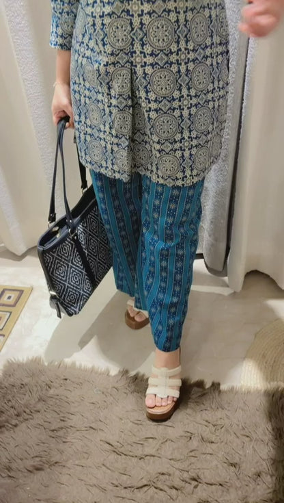 Neelrekha Ajrakh Cotton Coord Set